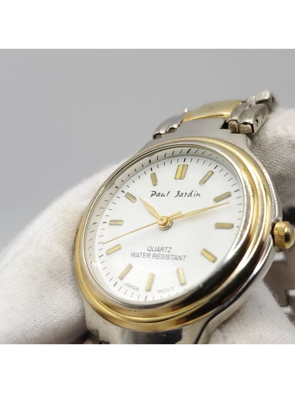 Paul Jardin Two-Tone White Dial Women 32mm Watch New Battery